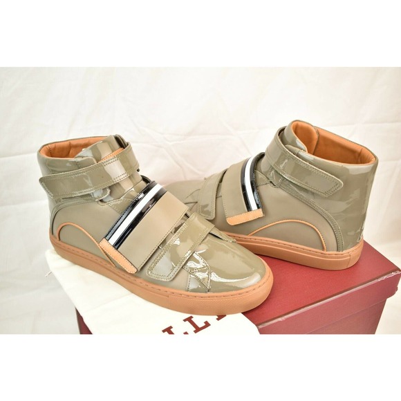 NIB BALLY HERICK SNUFF PATENT LEATHER HI TOP STRIPE LOGO SNEAKERS 8.5 US 41.5 main image 4